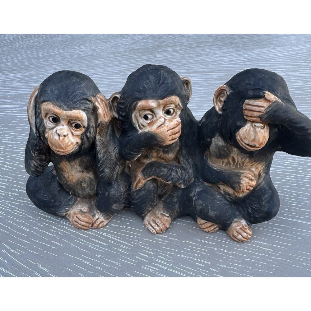 Vintage "Three Wise Monkeys" Hear, See, & Speak No Evil Chimp Figurine
